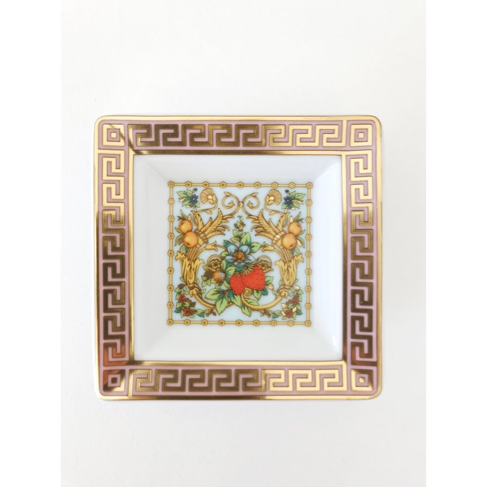 Versace Rosenthal Le Jardin de Versace Small Square Dish Strawberries 3" NWOT
